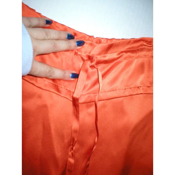 New NWT $290 Small Designer Josie Natori Silk Pants Orange Pockets Key Crop S - Picture 4 of 7